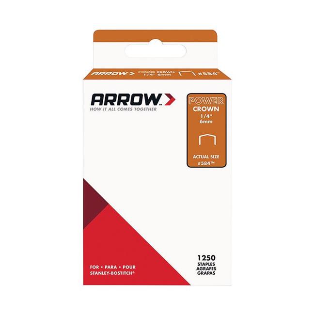 Arrow #584 3/8 in. W X 1/4 in. L 18 Ga. Power Crown Standard Staples 1250 Pk