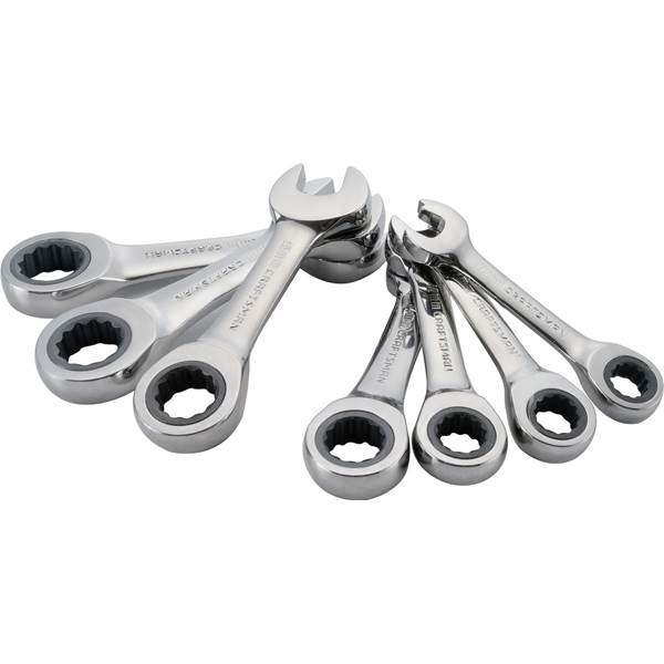 Craftsman  12 Point Metric  Stubby  Ratcheting Combination Wrench Set  7 Pc. - Case of: 1; Each Pack Qty: 7; Total Items Qty: 7