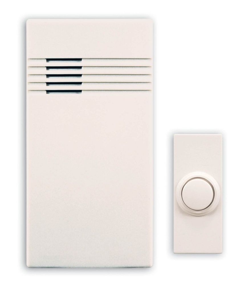 Heath Zenith Sla-7750-03 Wireless Portable Door Chime, 100' Range, Off White