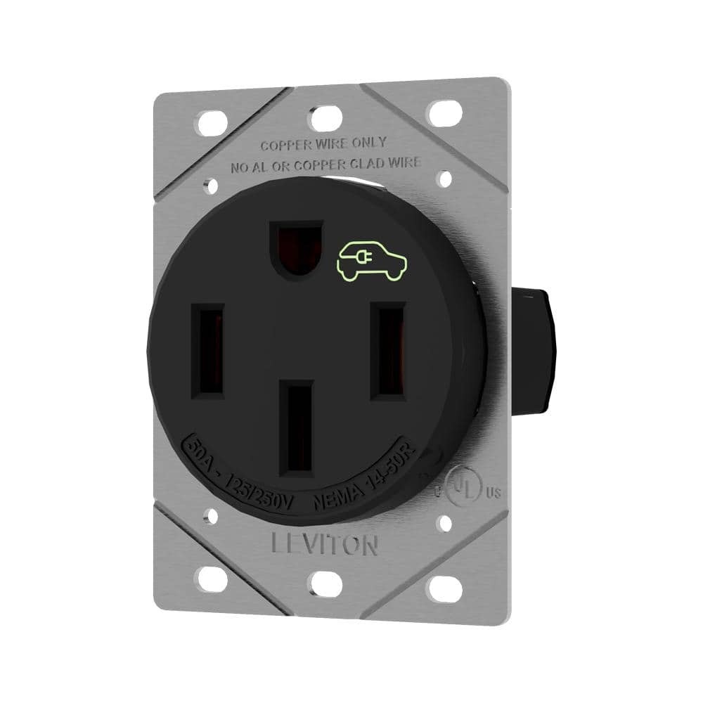Leviton EV Charging 50 Amps 250 V Single Black Outlet 14-50R 1 Pk