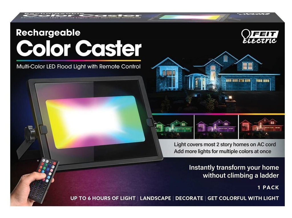 Feit Black Battery Operated 30 W LED Flood Light 1 Pk