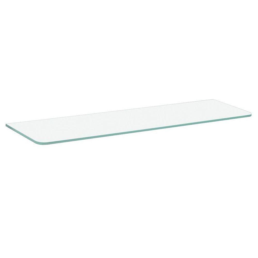 GLASSLINE 31.5 in. X 9.8 in. X 0.31 in. Frosted Glass Decorative Wall Shelf Without Brackets