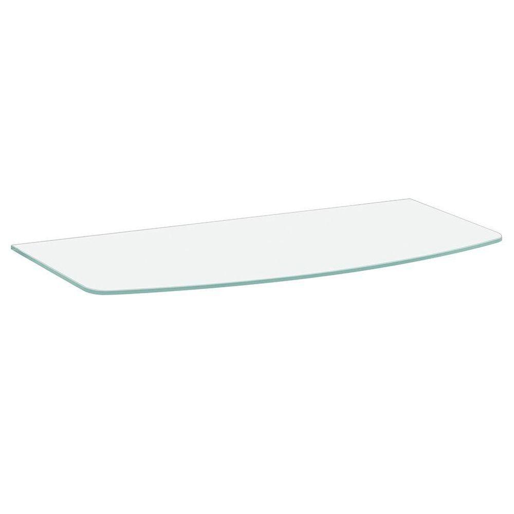 GLASSLINE 31.5 in. X 10/12 in. X 0.31 in. Frosted Glass Convex Decorative Wall Shelf Without Brackets