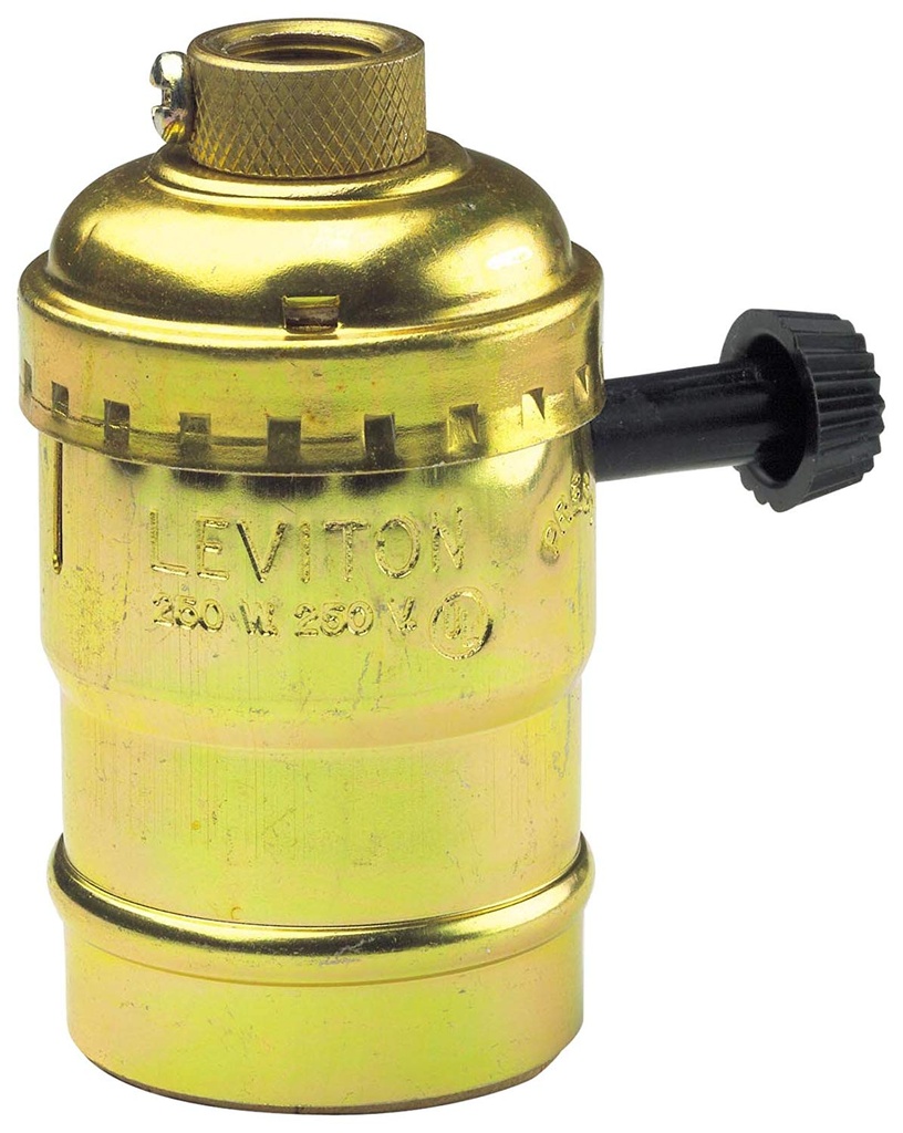 [30479] Leviton Metal Incandescent Medium Base Turn Knob Socket 1 Pk
