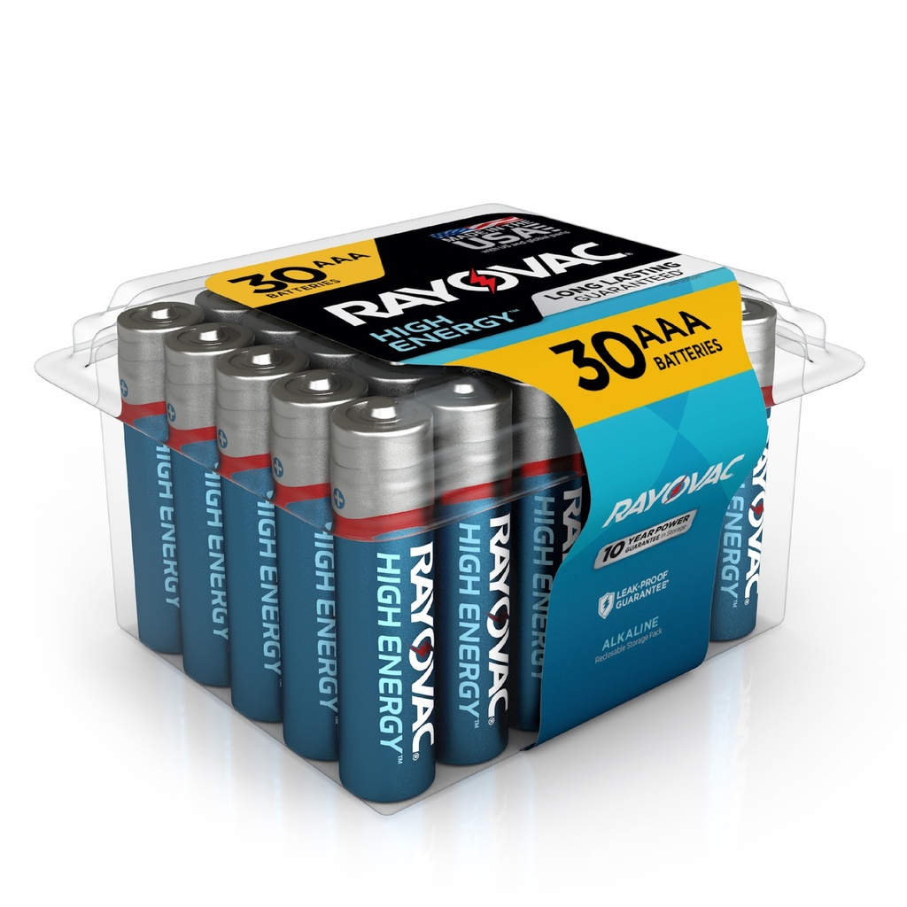 Rayovac High Energy AAA Batteries 30pk - Alkaline Battery: Single-Use, 1.5V Output
