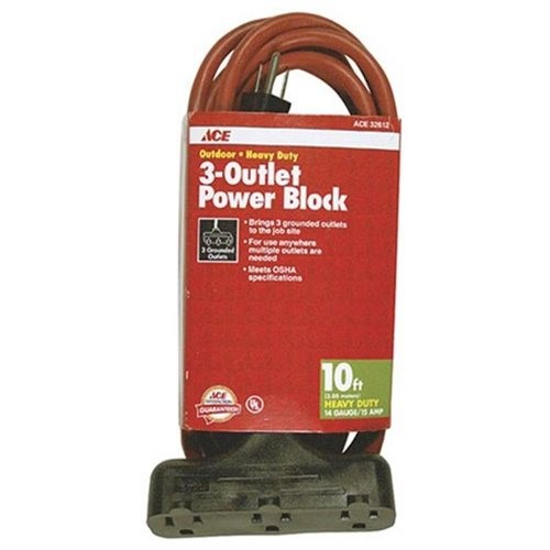 [31520] Ace Indoor or Outdoor 100 Ft. L Orange Triple Outlet Cord 14/3 SJTW