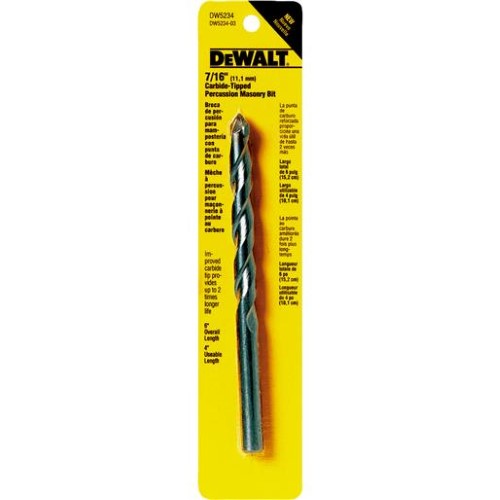 DeWalt 7/16 in. X 6 in. L Carbide Tipped Percussion Drill Bit 3-Flat Shank 1 Pc