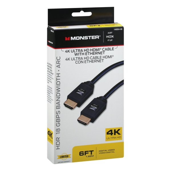 Monster Just Hook It up 6 Ft. L High Speed Cable with Ethernet HDMI