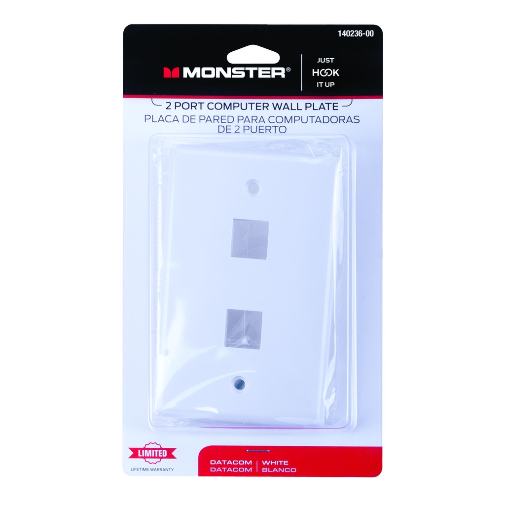 [3213782] Monster Just Hook It up White 2 Gang Plastic Keystone Wall Plate 1 Pk