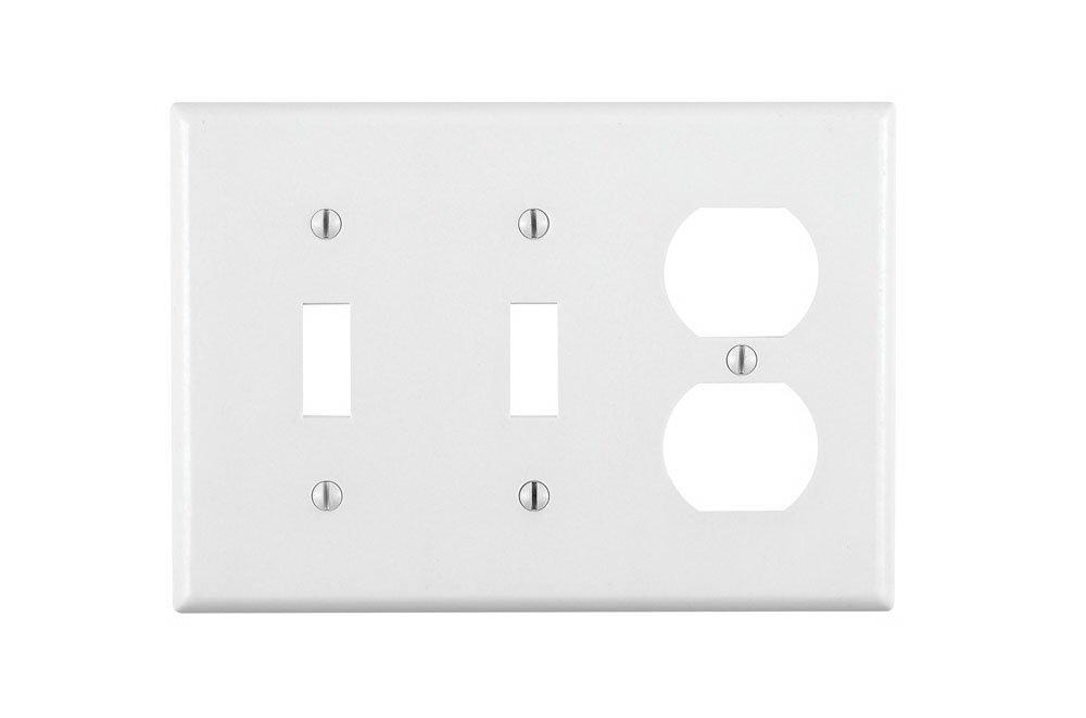 WALLPLAT 2SWTCH/RECEP WH