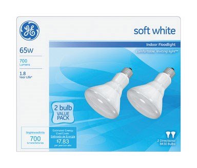 GE Lighting 18011 65-Watt Soft White Reflector Flood BR30 Light Bulb  2-Pack