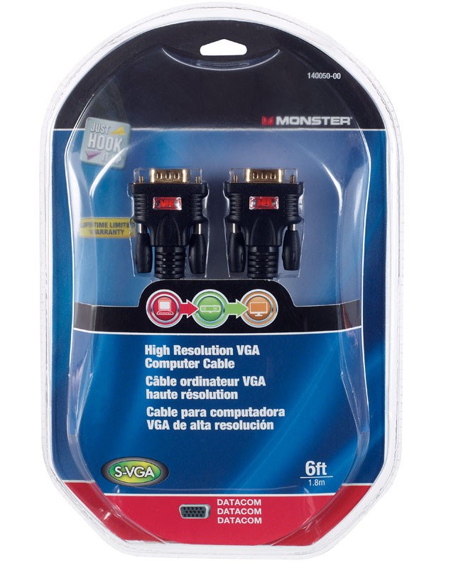[3260171] Monster Just Hook It up 6 Ft. L High Resolution VGA Computer Cable VGA