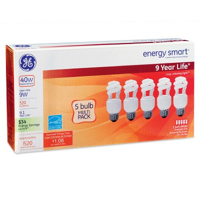 BULB CFL 9W SPIRAL 5PK