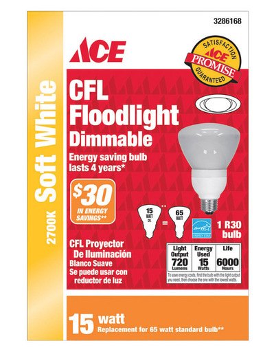 15 Watts R30 CFL Bulb 720 Lumens Floodlight Soft White