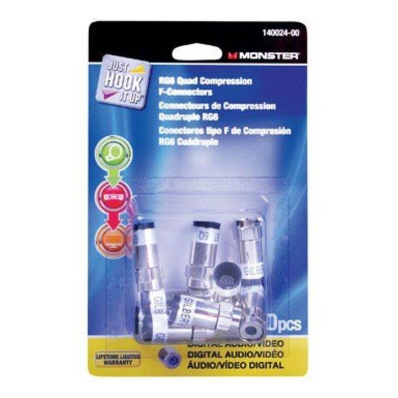 [3286697] Monster Just Hook It up Compression RG6 Quad Compression Connector 10 Pk