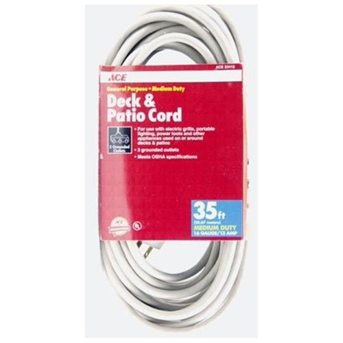 [33410] Ace Indoor or Outdoor 35 Ft. L Beige Triple Outlet Cord 16/3 SJTW