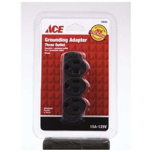 [33533] Ace Grounded 3 Outlets Adapter 1 Pk