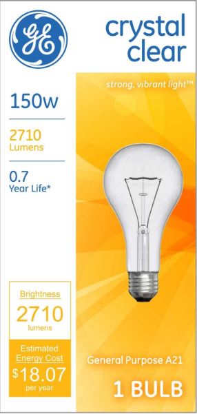 16068 150W Clear General Purpose Light Bulb
