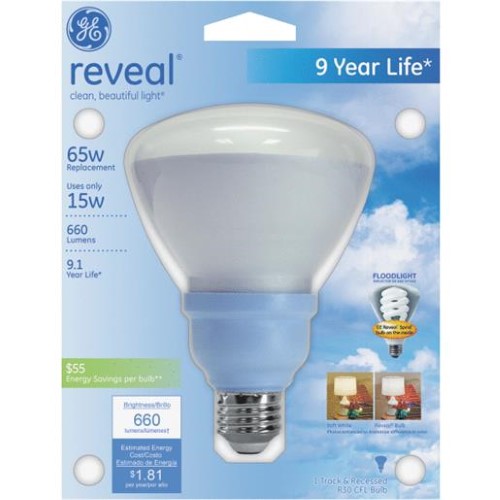 GE 15W R30 Reveal Fld Cfl