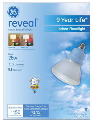 GE 26W R40 Reveal Fld Cfl