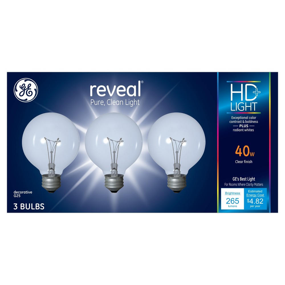 11658 Clear Incandescent Globe Bulb - 3 Pack