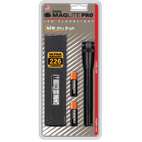 Maglite Mini AA LED Pro Black - 332 Lumens - 172m Beam - Holster Pack Standard