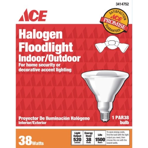 Ace White Halogen Flood Light Bulb Skirt Shape 38 Watts Medium (E26) 520 Lumens PAR38