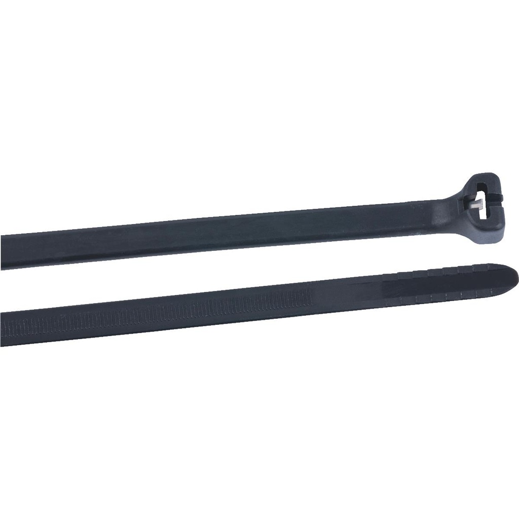 Cable Tie, Double-Lock Locking, Nylon, Black, 10PK