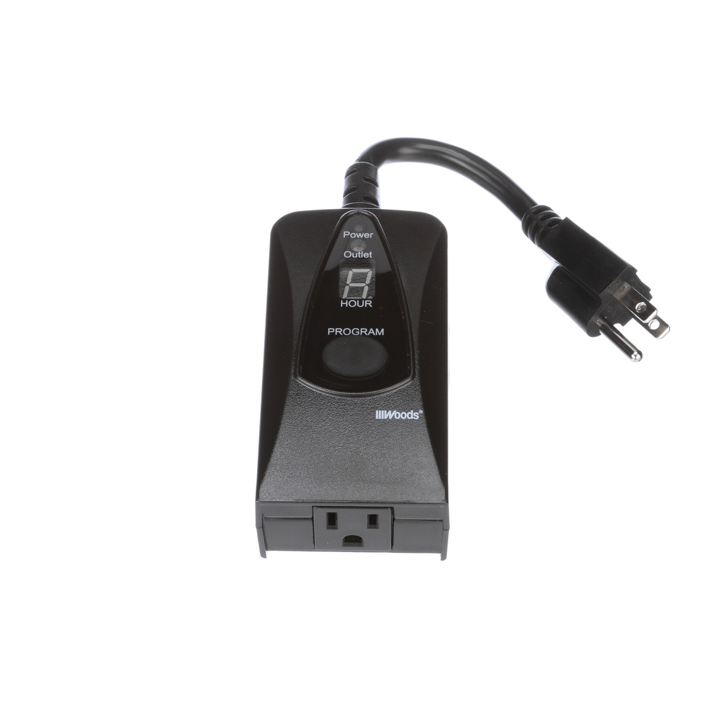 15-Amp 24-Hour Outdoor Plug-in Photocell Light Sensor Single-Outlet Digital Timer, Black