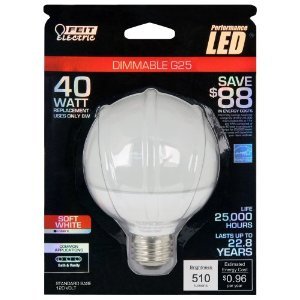 BULB LED G25 GLB WHT8.5W