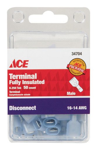 [34704] Ace Insulated Wire Male Disconnect Blue 50 Pk