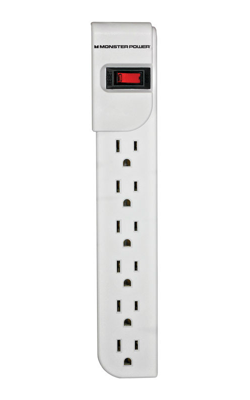 [3492428] Monster 6OUTSTPWHT Outlets Power Strip, White, 3'
