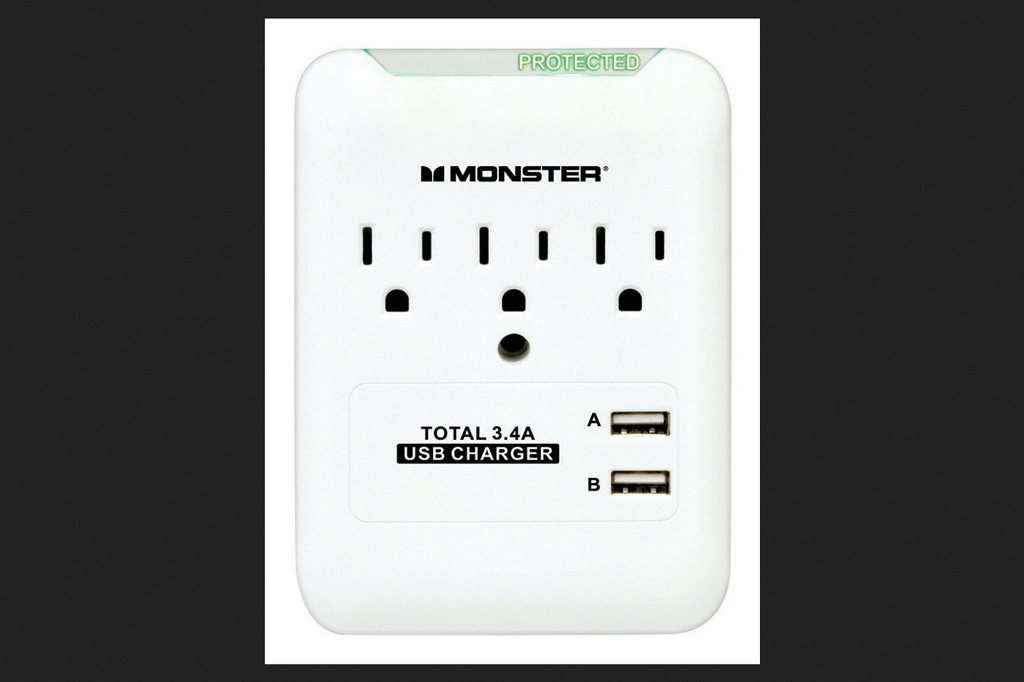 Monster 3 Outlets Surge Tap White