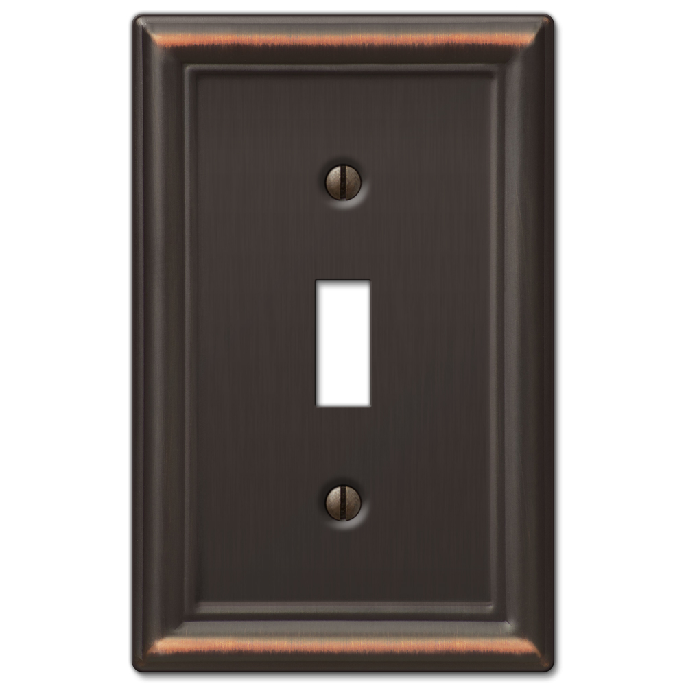Amerelle Chelsea Aged Bronze 1 Gang Stamped Steel Toggle Wall Plate 1 Pk