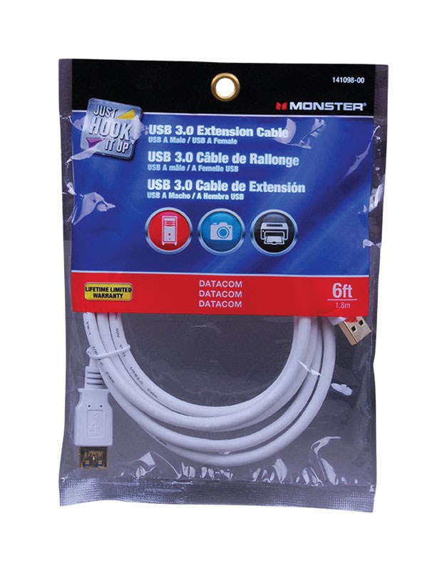 [3509916] Monster Just Hook It up 6 Ft. L USB Cable Extensions