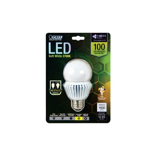 Feit Electric BPA19HEX1600/827/LED 22W WHT A19 HexLED Bulb