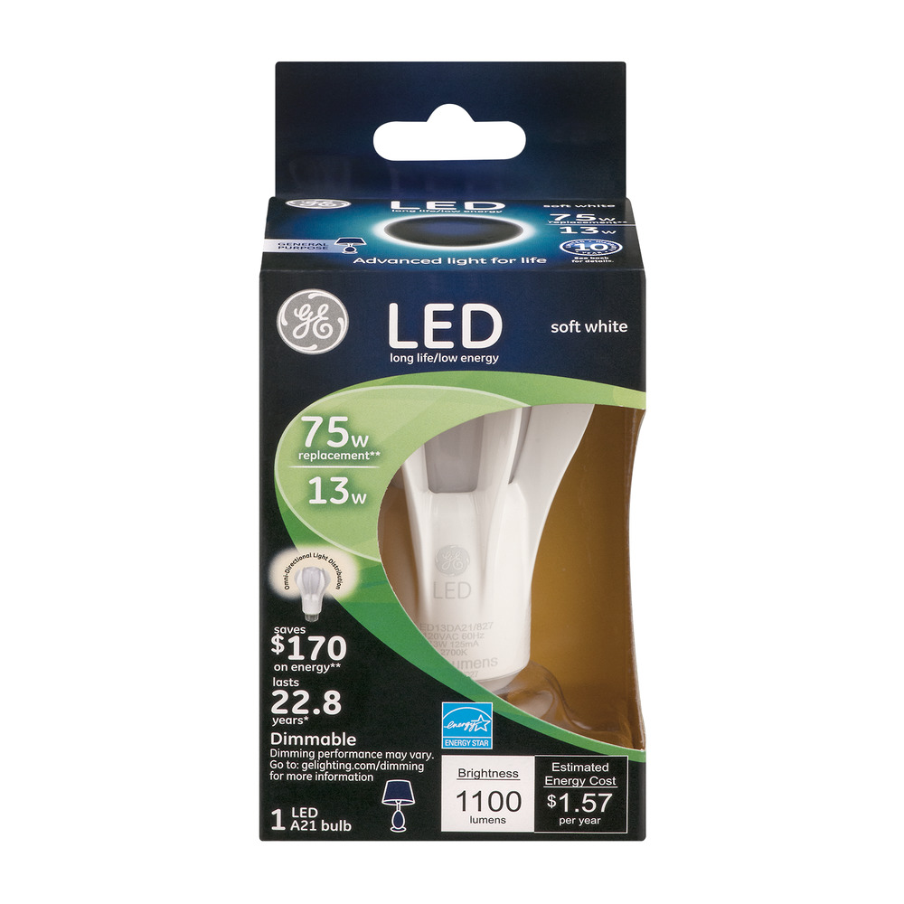 GE Lighting 13884 A19 a-Line Medium Base LED Light Bulb, 13 Watts