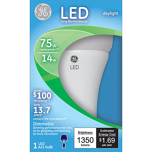 GE LED 14W Daylight Value A19 (75W) Light Bulb
