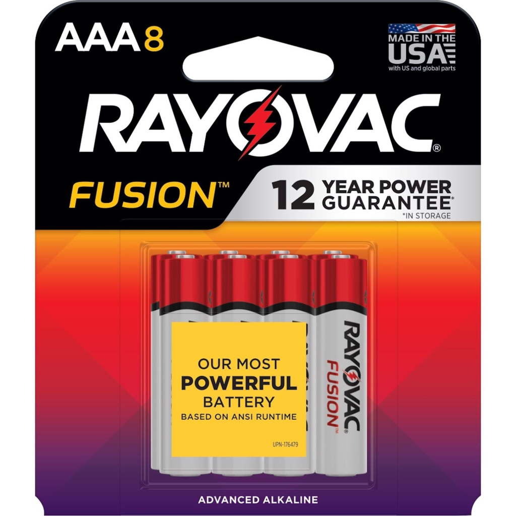 Rayovac Fusion 8pk AAA Batteries – Alkaline Battery: Single-Use, 1.5V, 8 Count