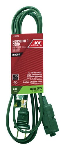 [3529997] Ace Indoor 6 Ft. L Green Extension Cord 16/2 SPT-2 - Total Qty: 10