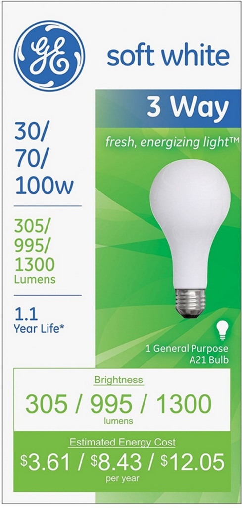 BULB 3 WAY 30/100 SW GE