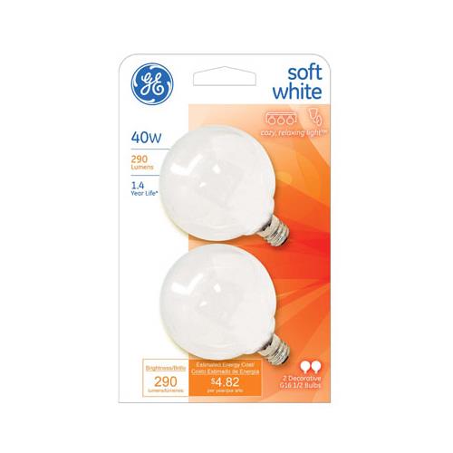 BULB GE G16.5 40W SW 2PK