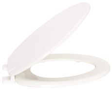 Proplus Wood-Enameled Toilet Seat with Cover, Closed Front, Elongated, White