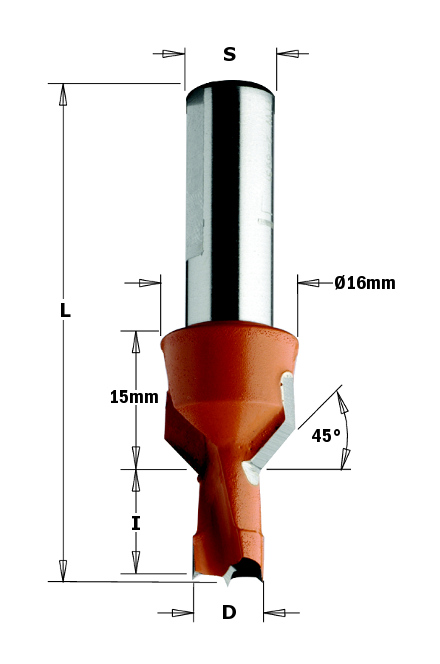 376.081.11 Meche a Percer+Frasoir Hm D=8X15X57 S=10X25 Dr - CMT ORANGE TOOLS