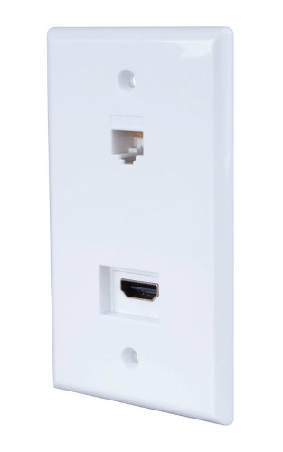 [3801149] Monster Just Hook It up White 1 Gang Plastic HDMI Wall Plate 1 Pk