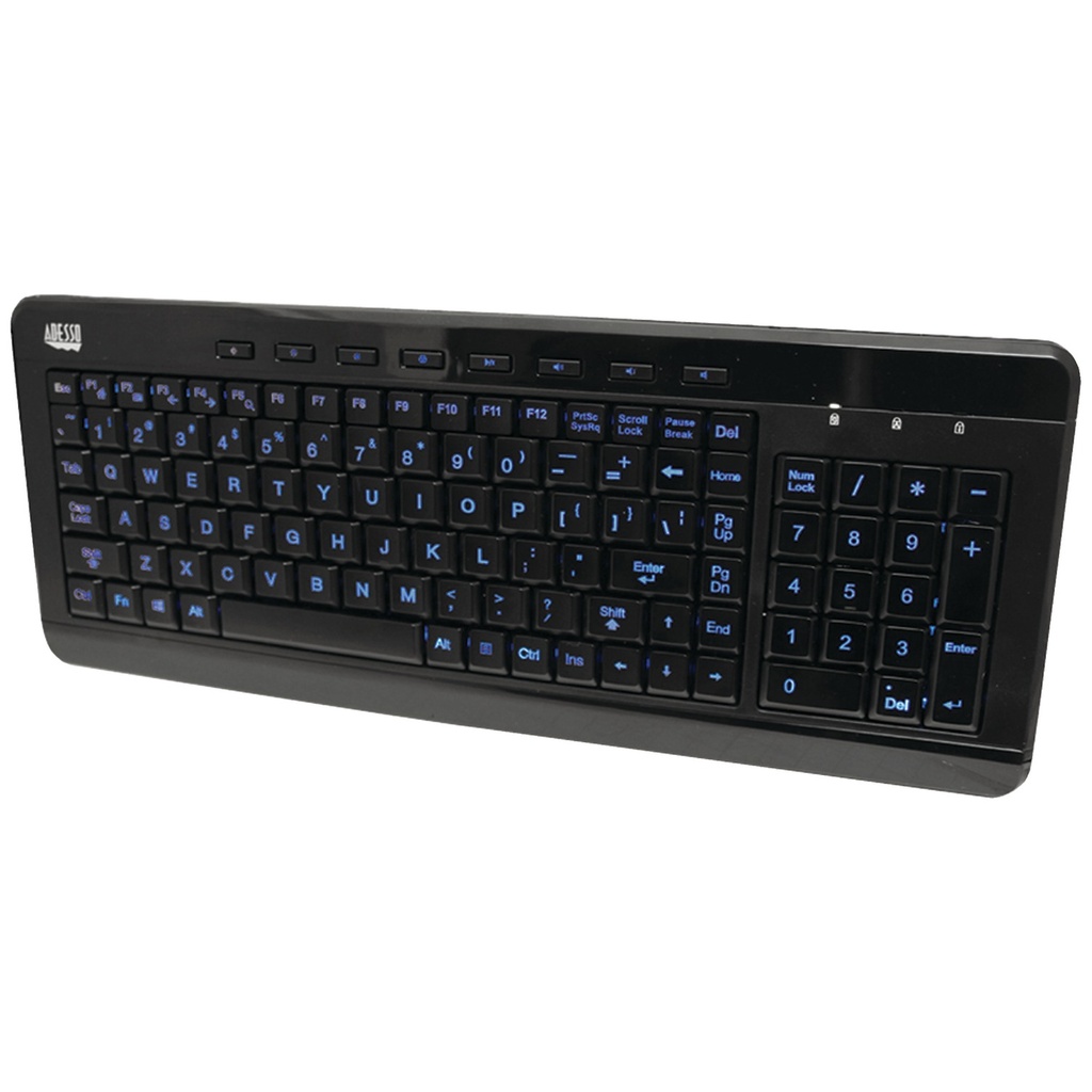 Adesso Slimtouch 120 - 3-Color Illuminated Compact Multimedia Keyboard(1/Ea)