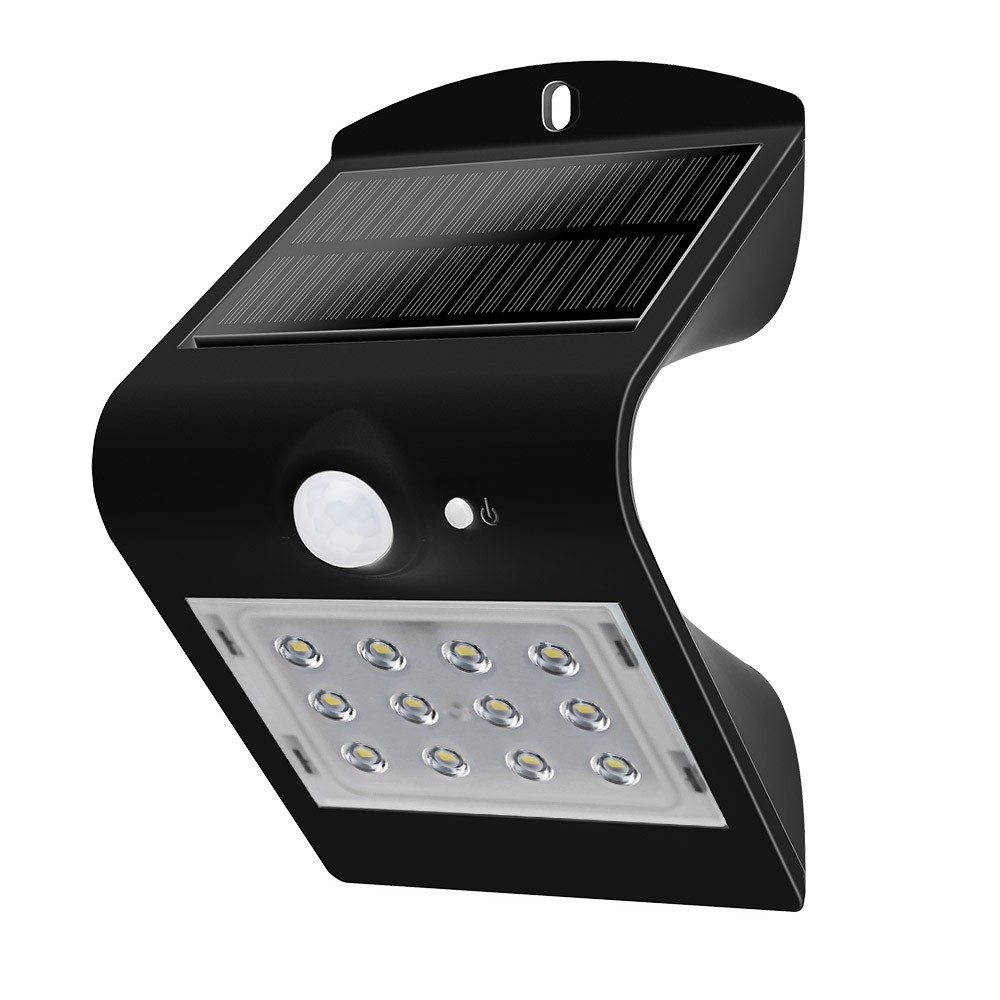 [3831948] Luceco Guardian Solar LED Wall Light with PIR Motion Sensor 1.5W Black
