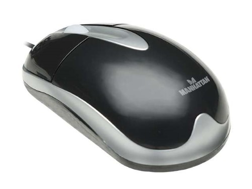Manhattan MH3 USB Wired Mouse Black/Grey 1000dpi USB-a Optical Sturdy Three Button with Scroll Wheel Three Year Warranty