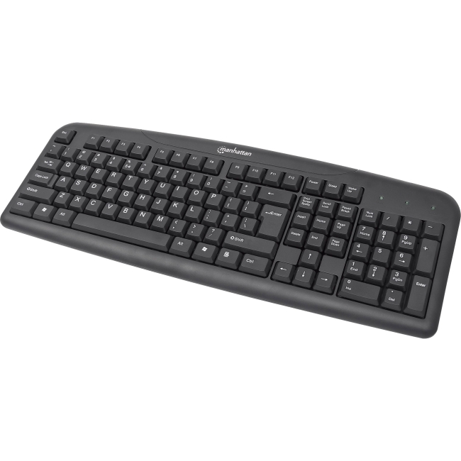 [3898129] Manhattan Enhanced USB Keyboard - 155113 - Black - Streamlined, Durable Design I(1/Ea)