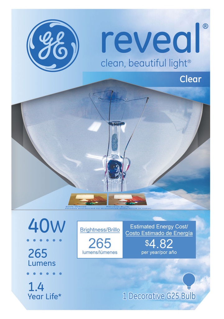 BULB DECOR 40WREVEAL CLR